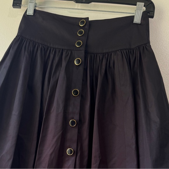 Reiss Black A-Line Skirt with Button Detail - Picture 2 of 11